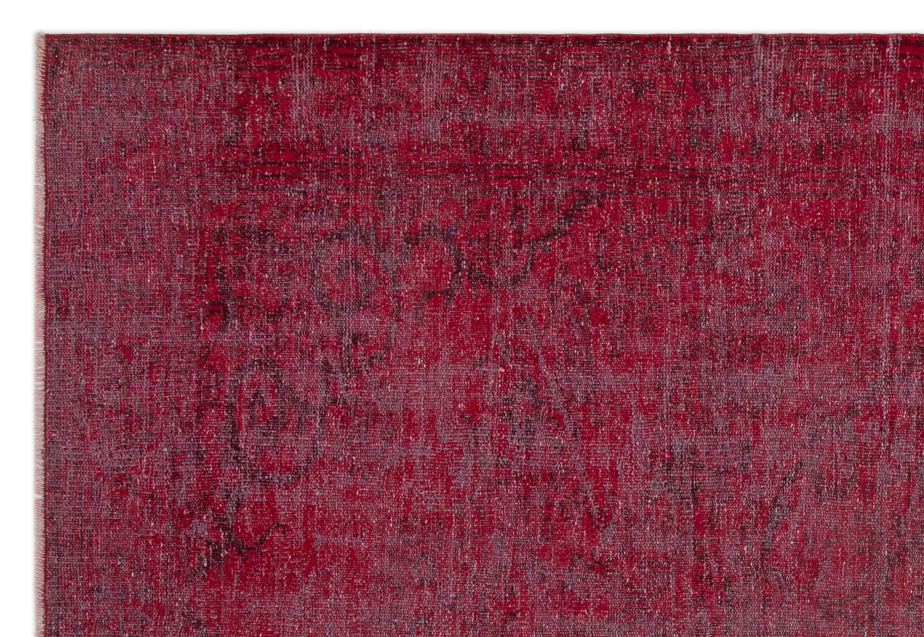 Retro Design Red Over Dyed Vintage Rug 6'0'' x 8'10'' ft 183 x 268 cm