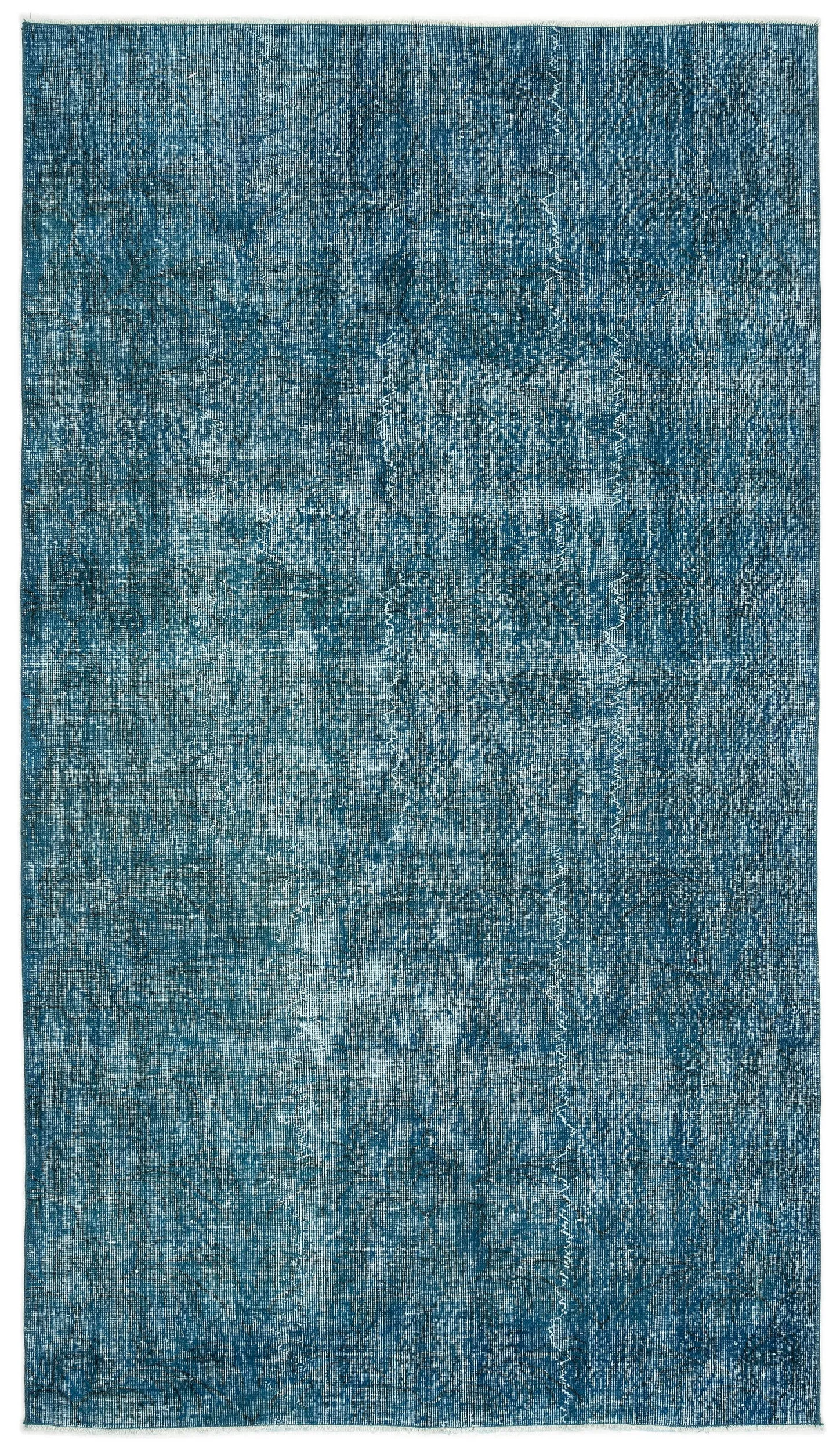 Retro Design Turquoise Over Dyed Vintage Rug 4'10'' x 8'8'' ft 148 x 264 cm