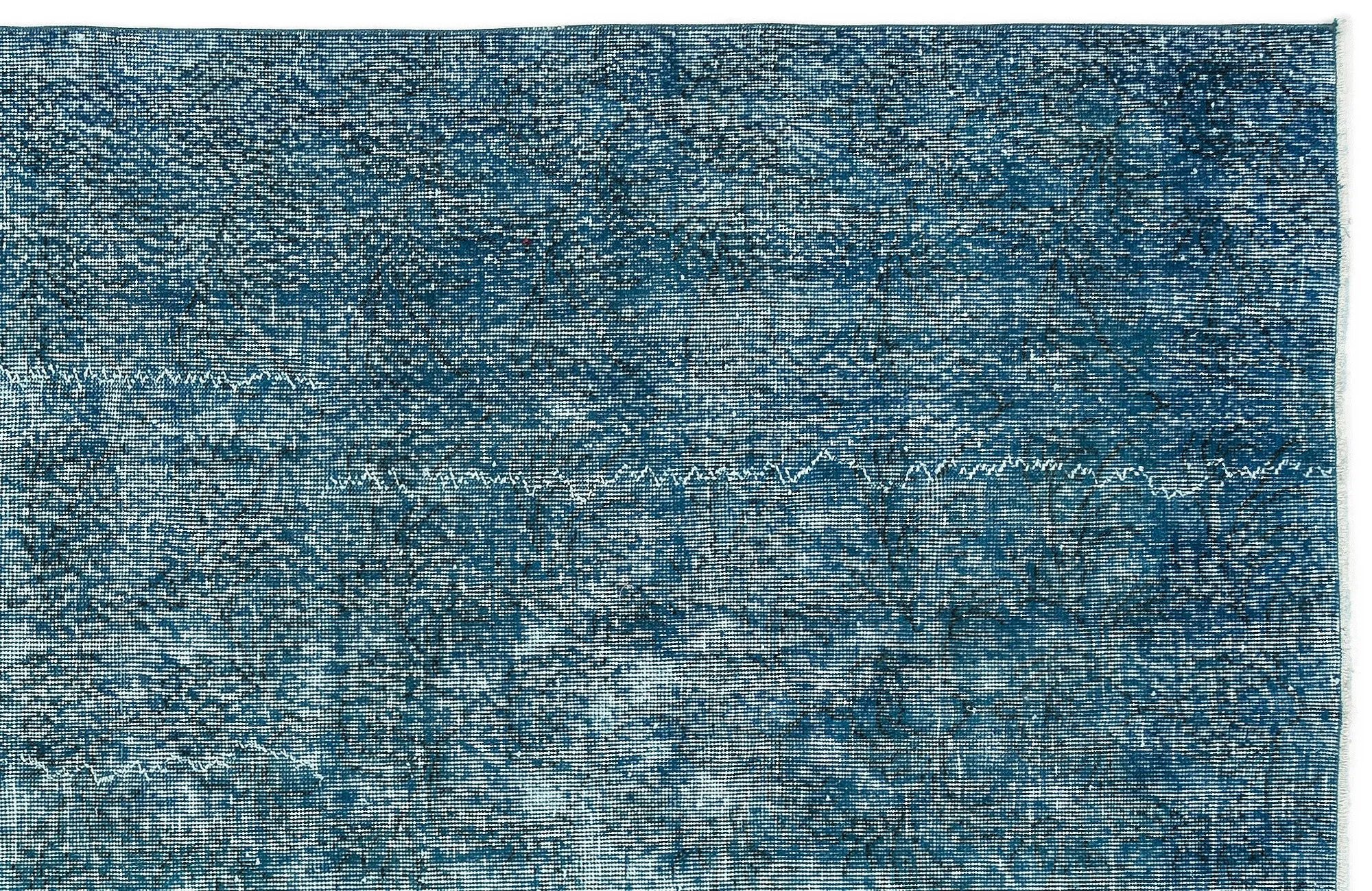 Retro Design Turquoise Over Dyed Vintage Rug 4'10'' x 8'8'' ft 148 x 264 cm