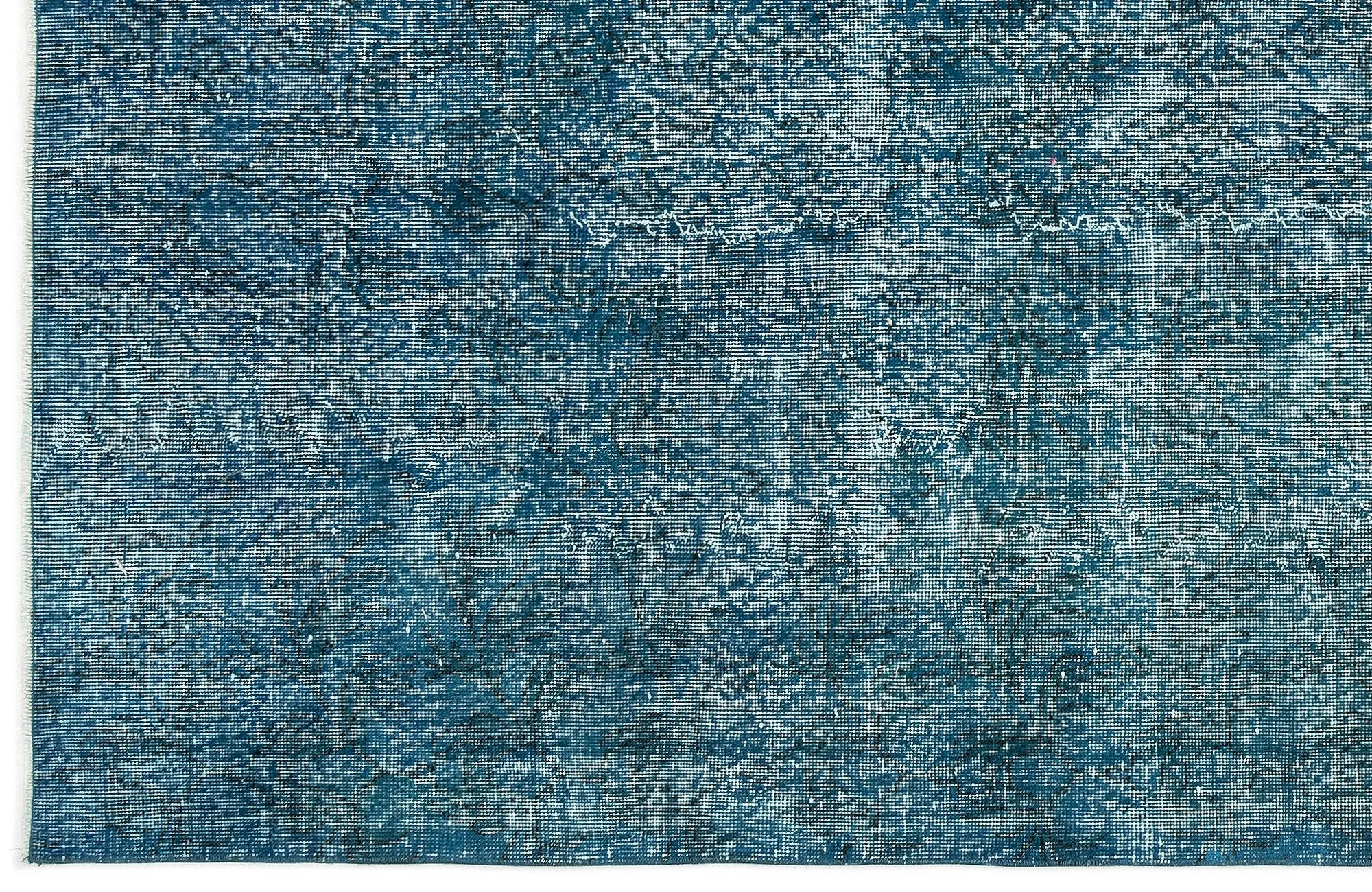 Retro Design Turquoise Over Dyed Vintage Rug 4'10'' x 8'8'' ft 148 x 264 cm