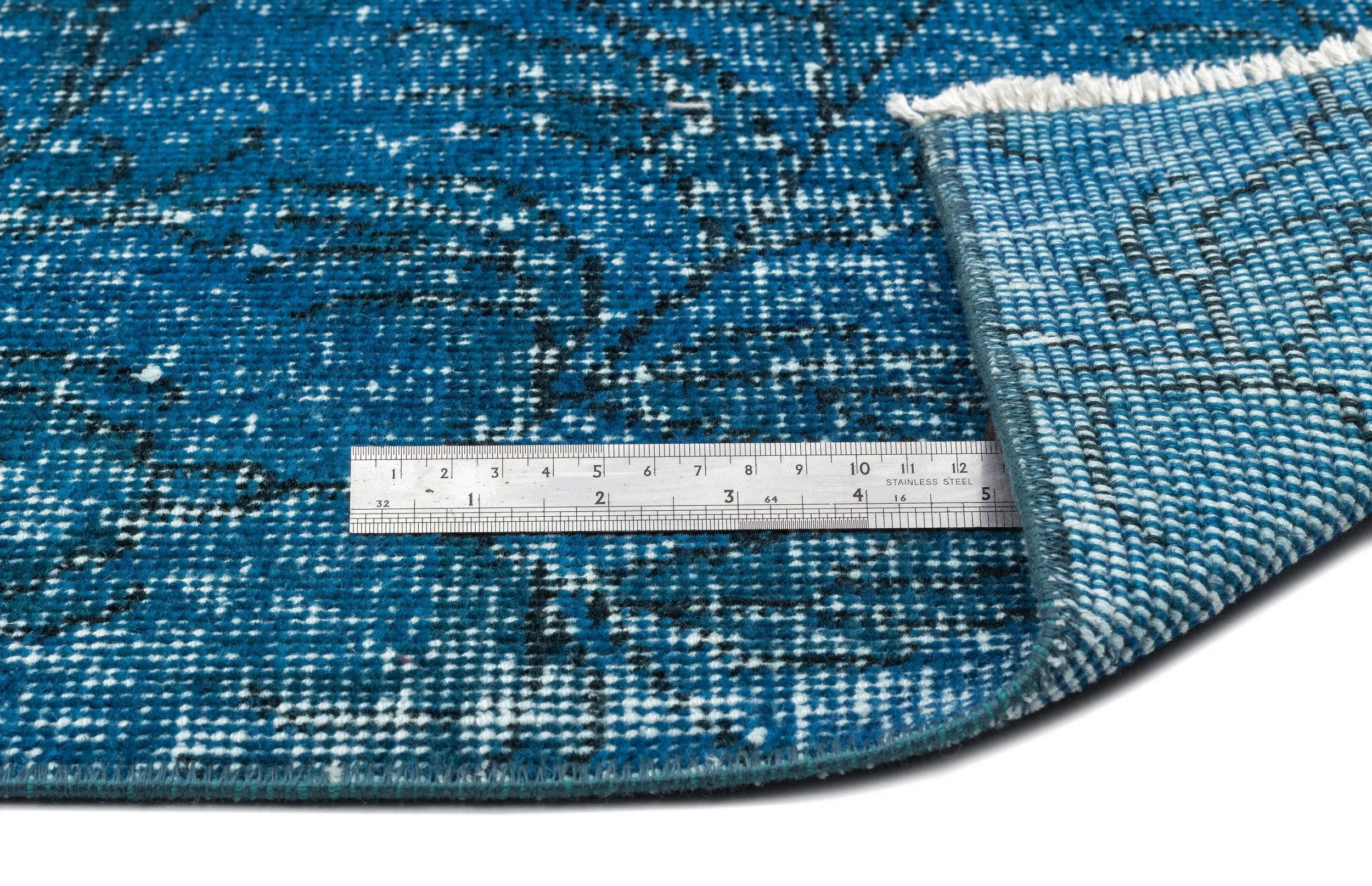 Retro Design Turquoise Over Dyed Vintage Rug 4'10'' x 8'8'' ft 148 x 264 cm