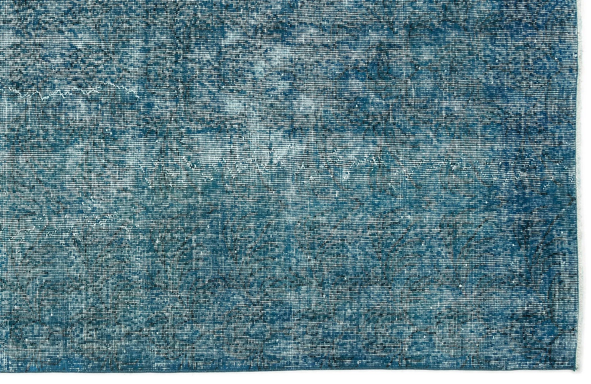Retro Design Turquoise Over Dyed Vintage Rug 4'10'' x 8'8'' ft 148 x 264 cm