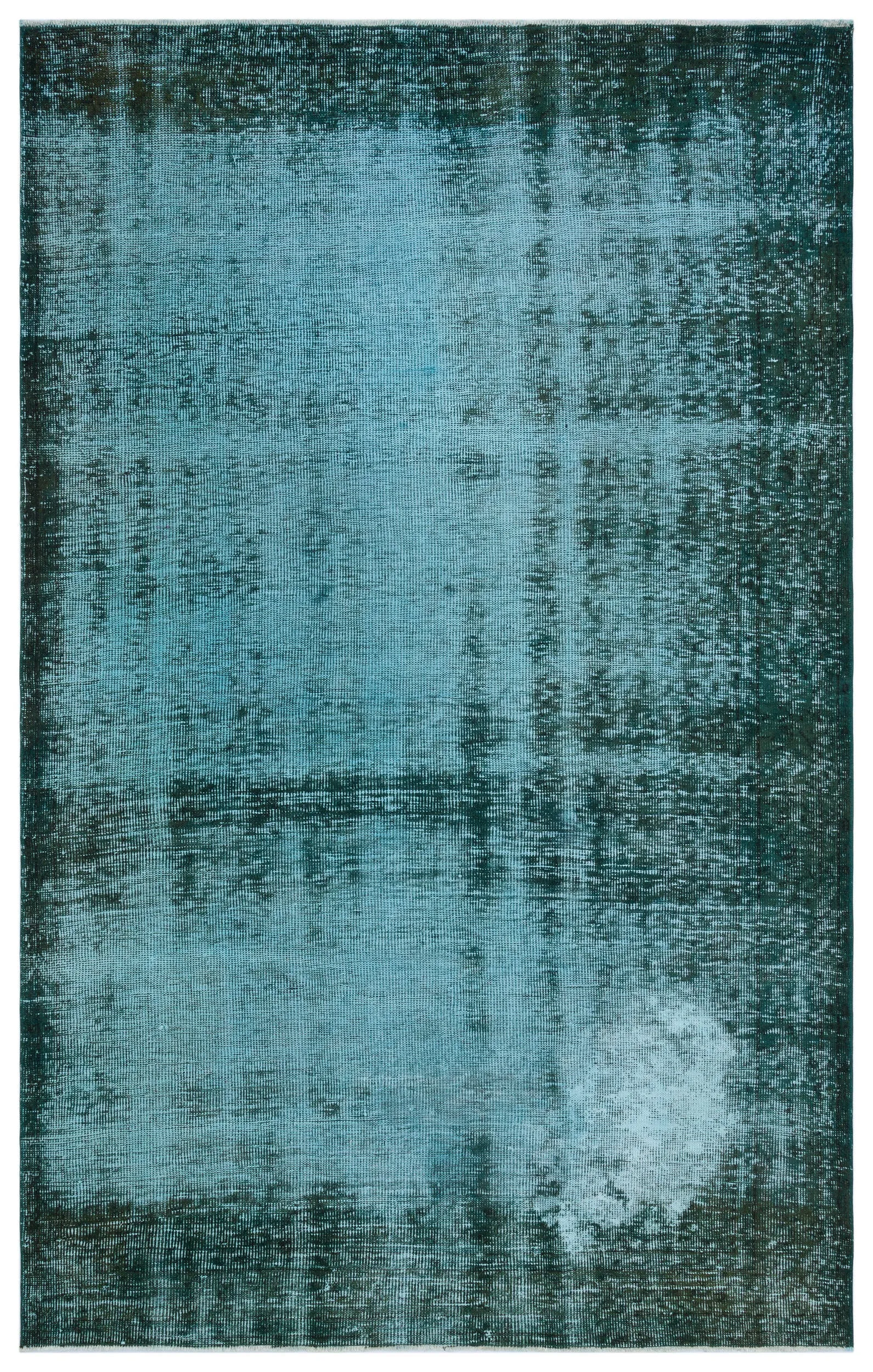 Retro Design Turquoise Over Dyed Vintage Rug 5'7'' x 8'12'' ft 171 x 274 cm