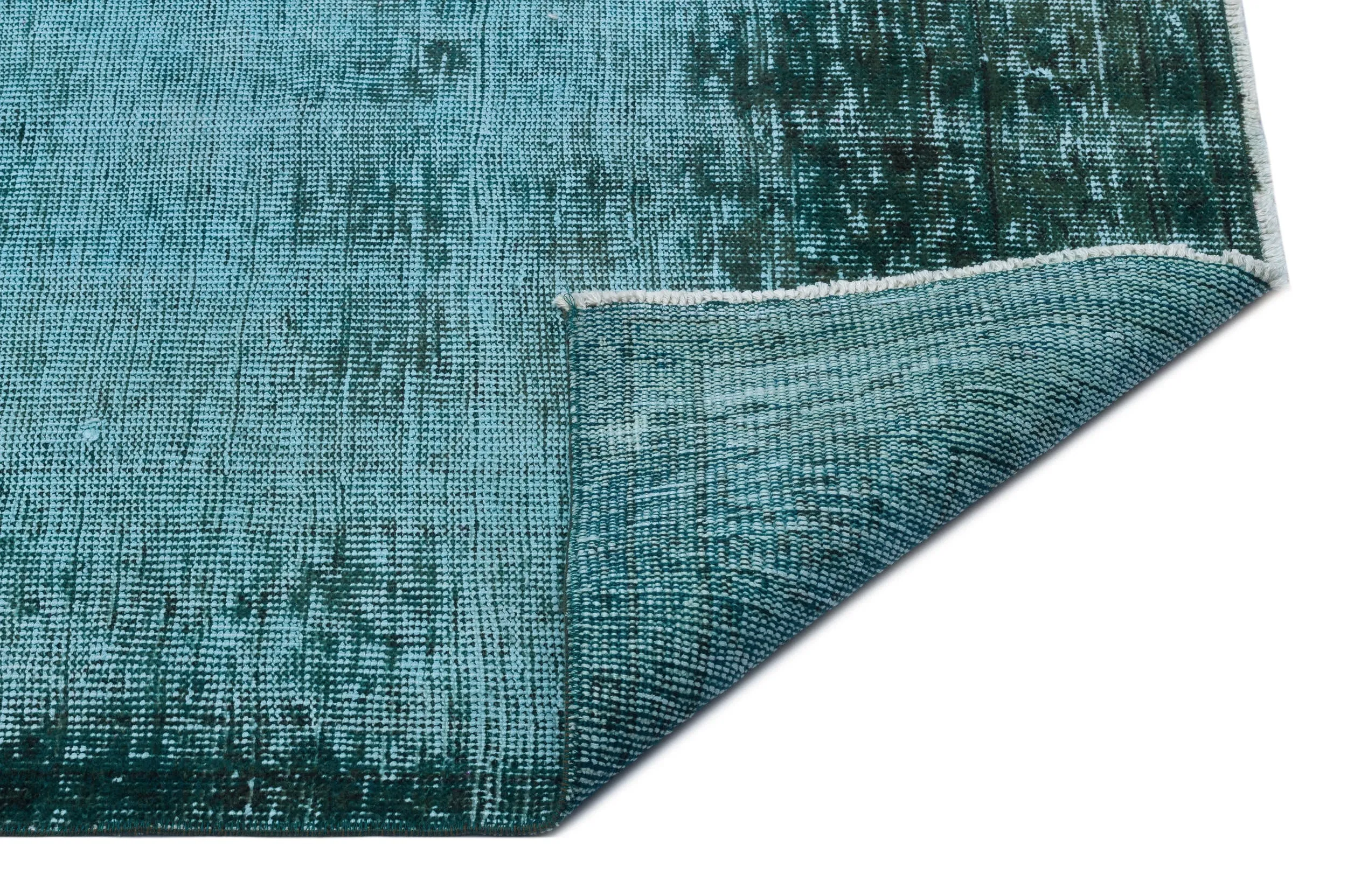 Retro Design Turquoise Over Dyed Vintage Rug 5'7'' x 8'12'' ft 171 x 274 cm