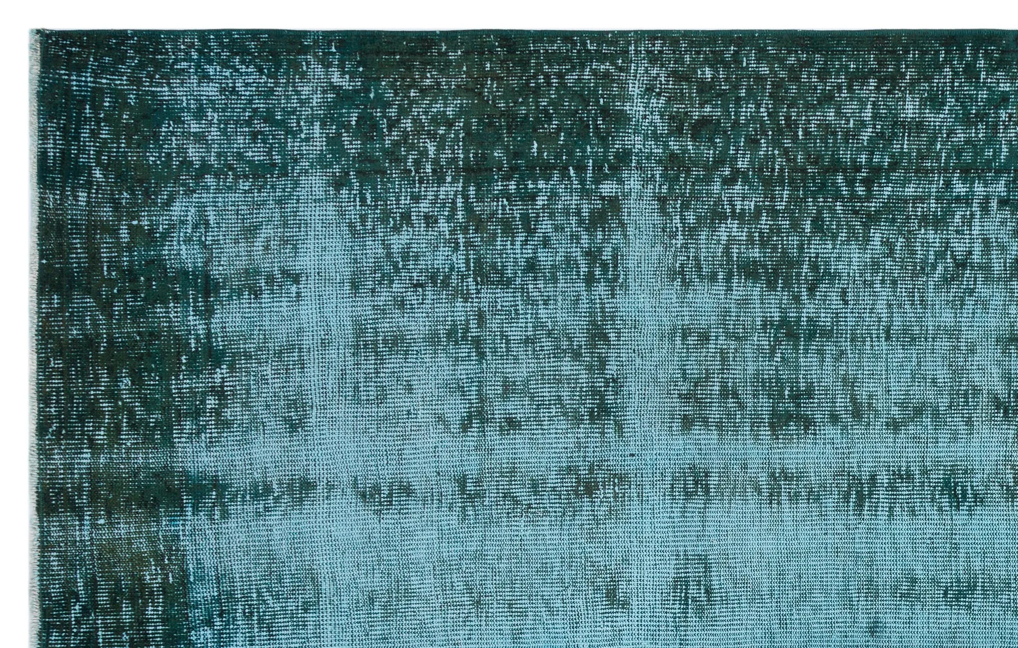Retro Design Turquoise Over Dyed Vintage Rug 5'7'' x 8'12'' ft 171 x 274 cm