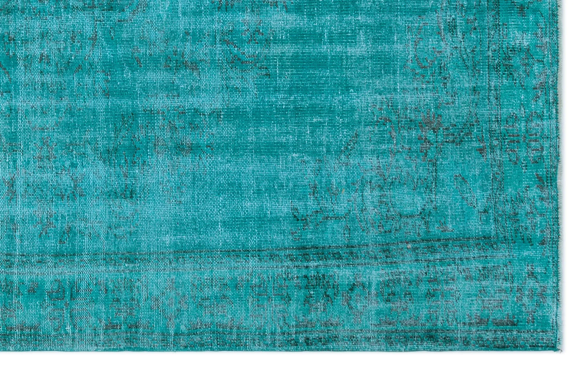 Retro Design Turquoise Over Dyed Vintage Rug 5'7'' x 8'8'' ft 170 x 265 cm