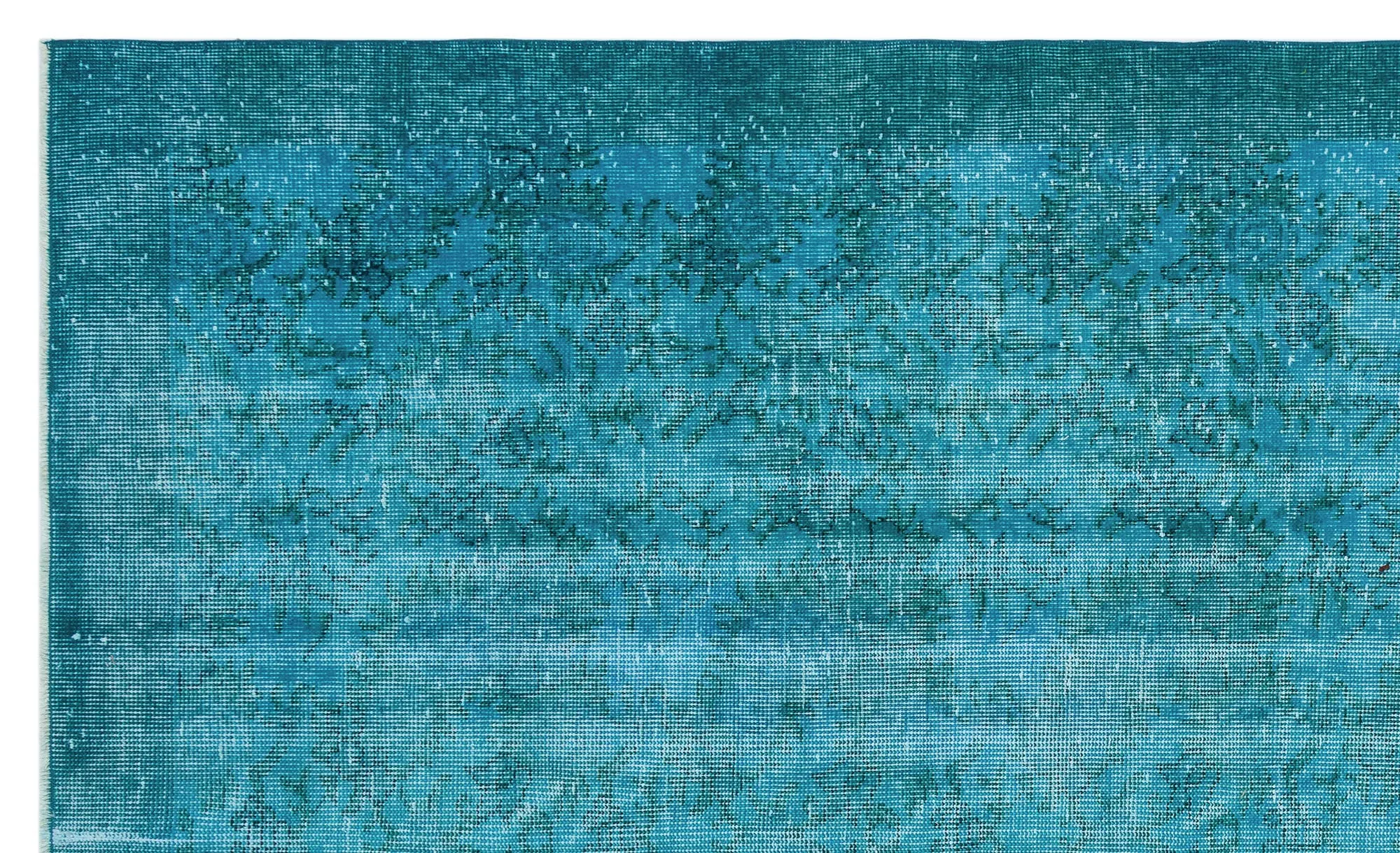 Retro Design Turquoise Over Dyed Vintage Rug 5'7'' x 9'2'' ft 169 x 280 cm