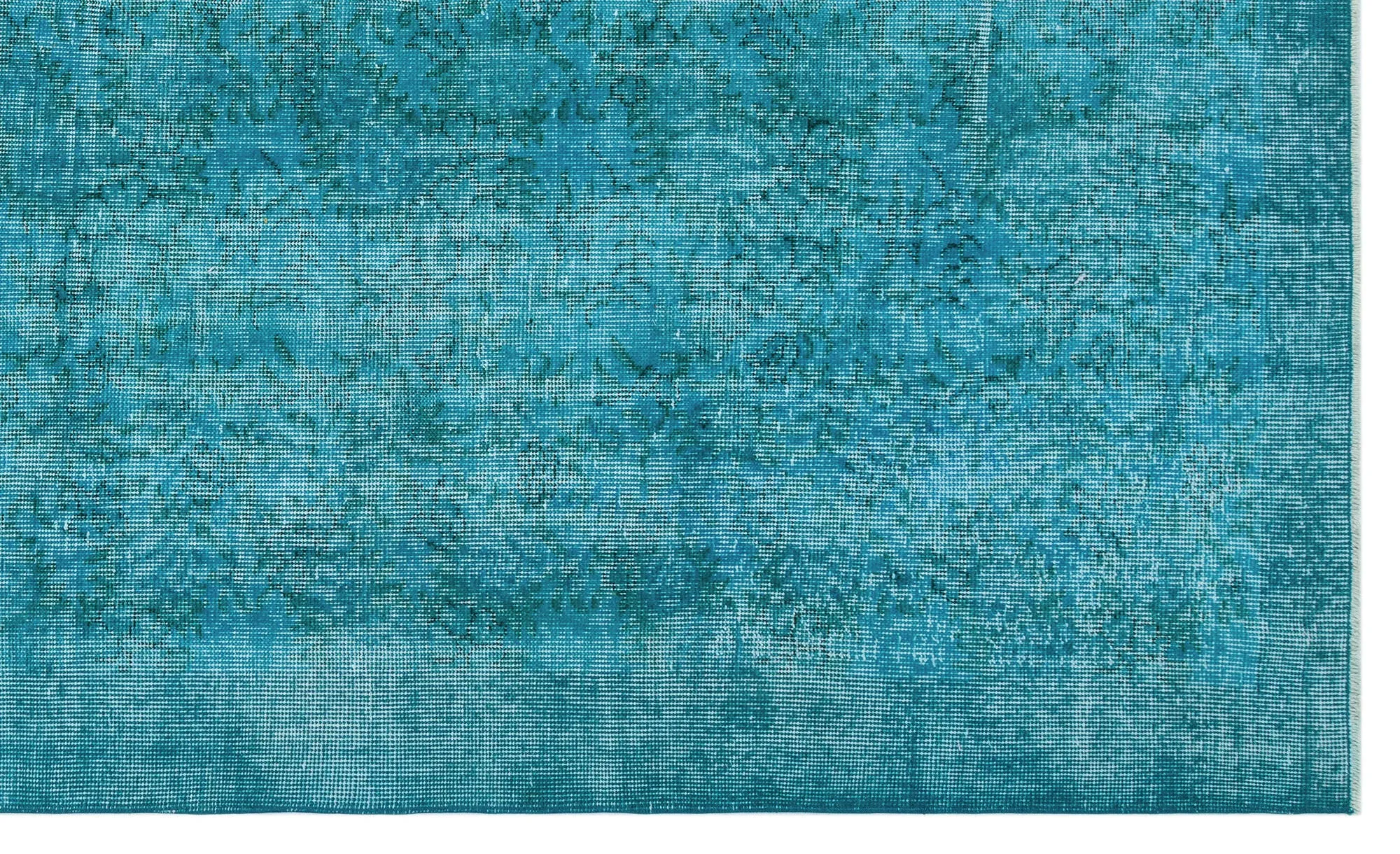 Retro Design Turquoise Over Dyed Vintage Rug 5'7'' x 9'2'' ft 169 x 280 cm