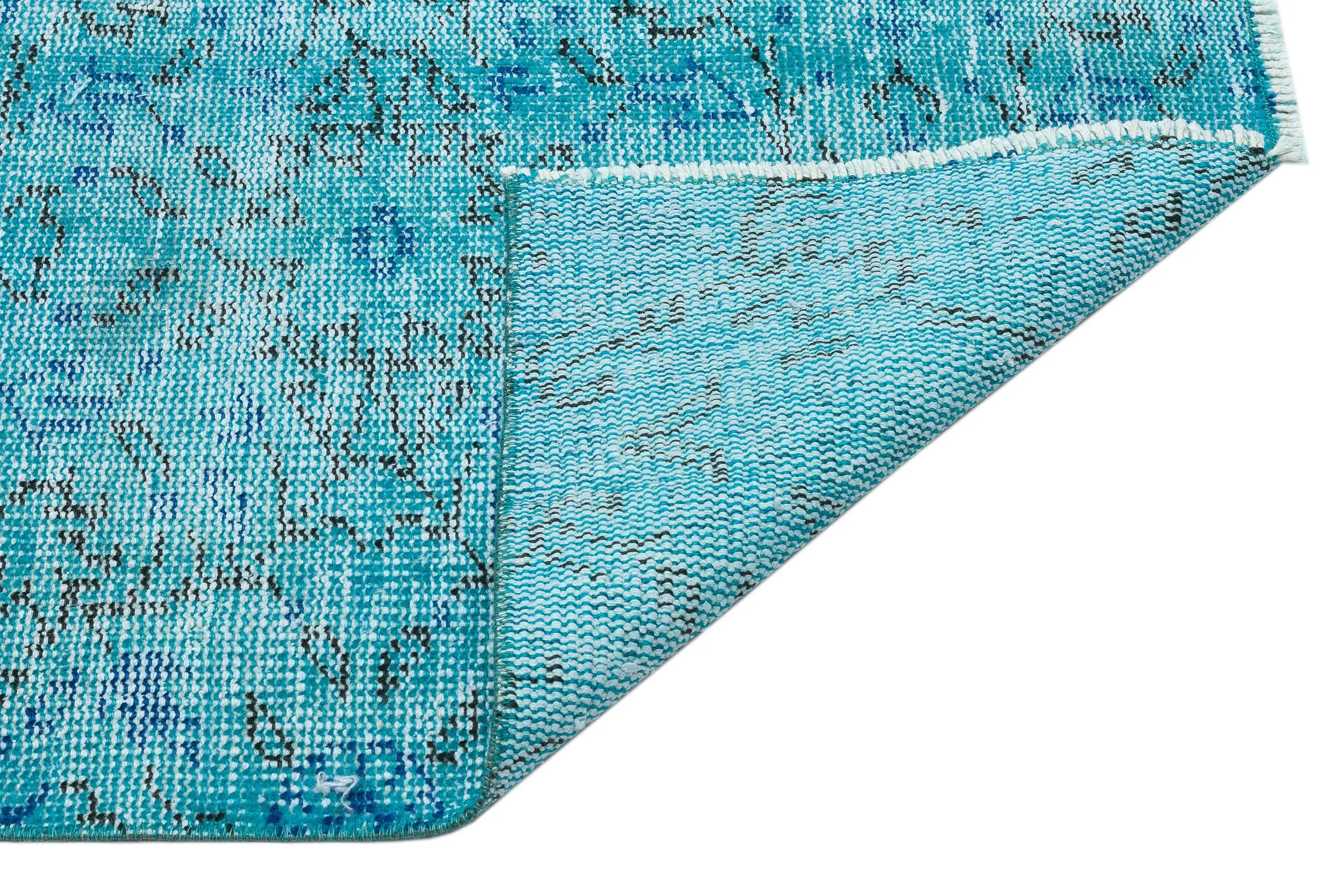 Retro Design Turquoise Over Dyed Vintage Rug 6'8'' x 10'2'' ft 204 x 310 cm