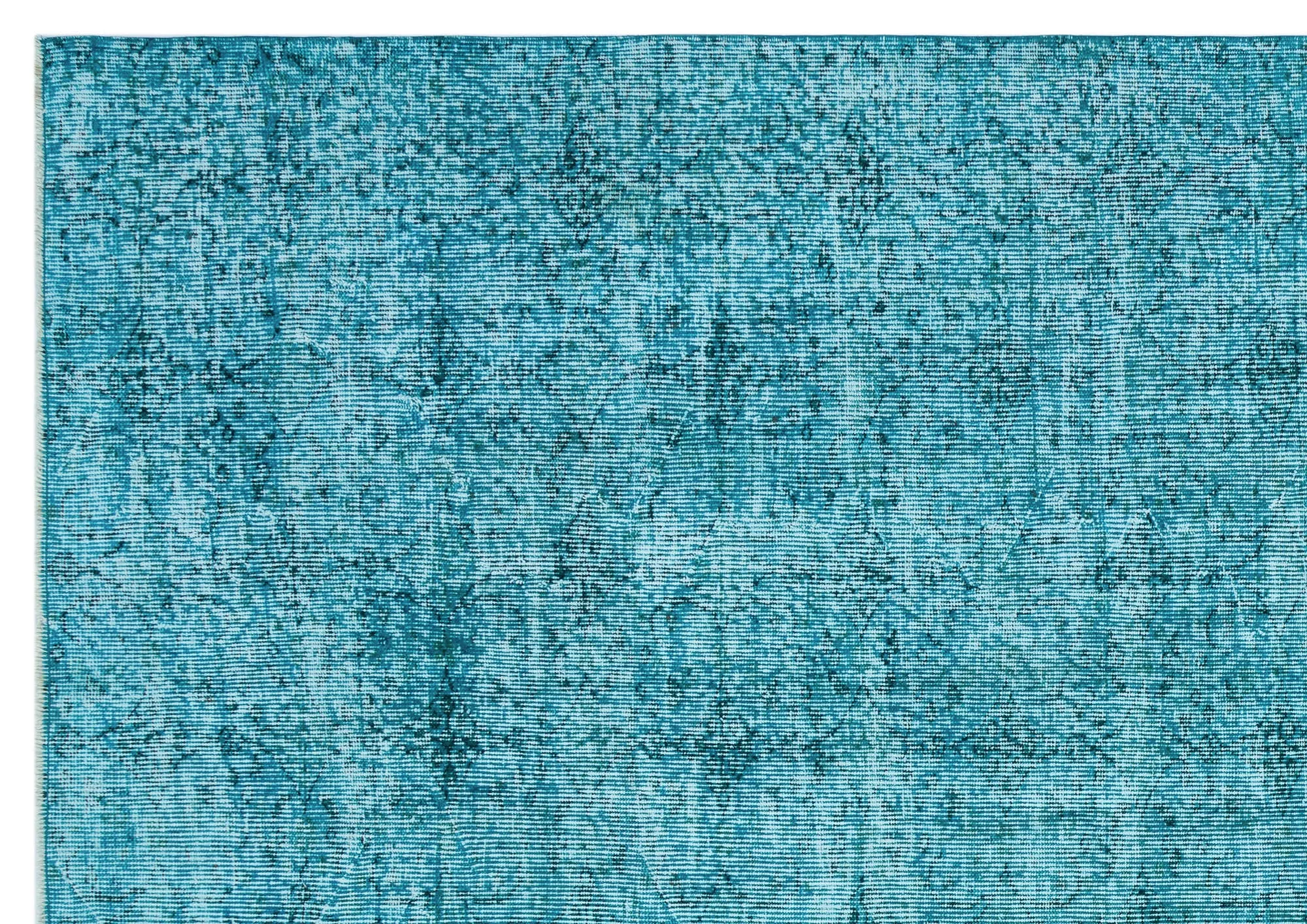 Retro Design Turquoise Over Dyed Vintage Rug 6'9'' x 9'6'' ft 205 x 290 cm
