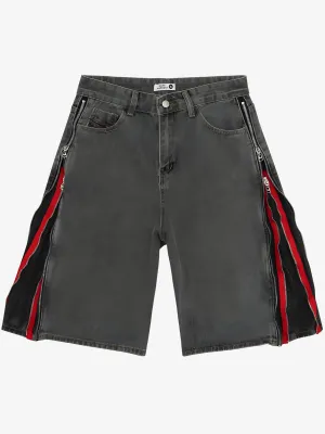 RETRO DOUBLE ZIPPER JEAN SHORTS
