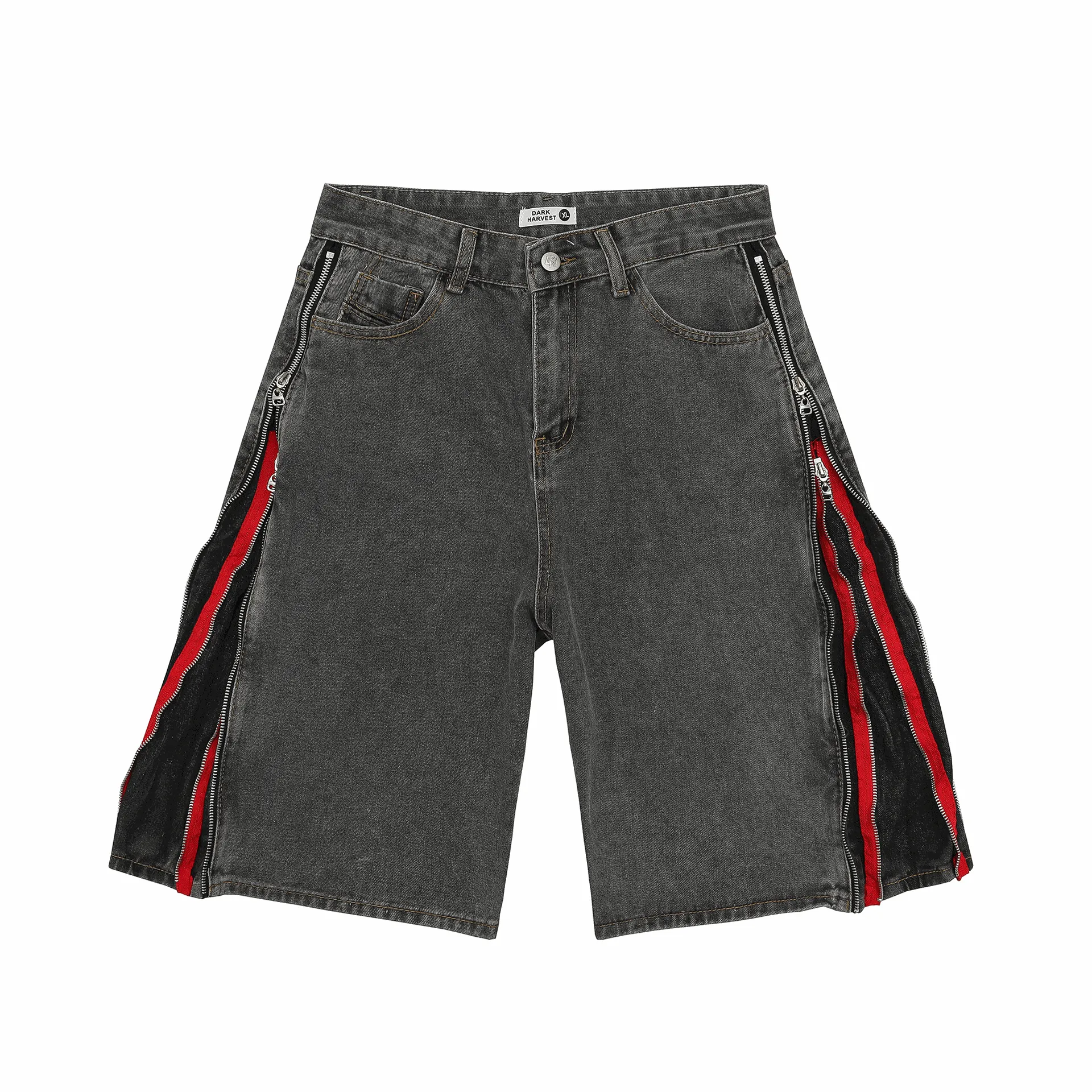 RETRO DOUBLE ZIPPER JEAN SHORTS