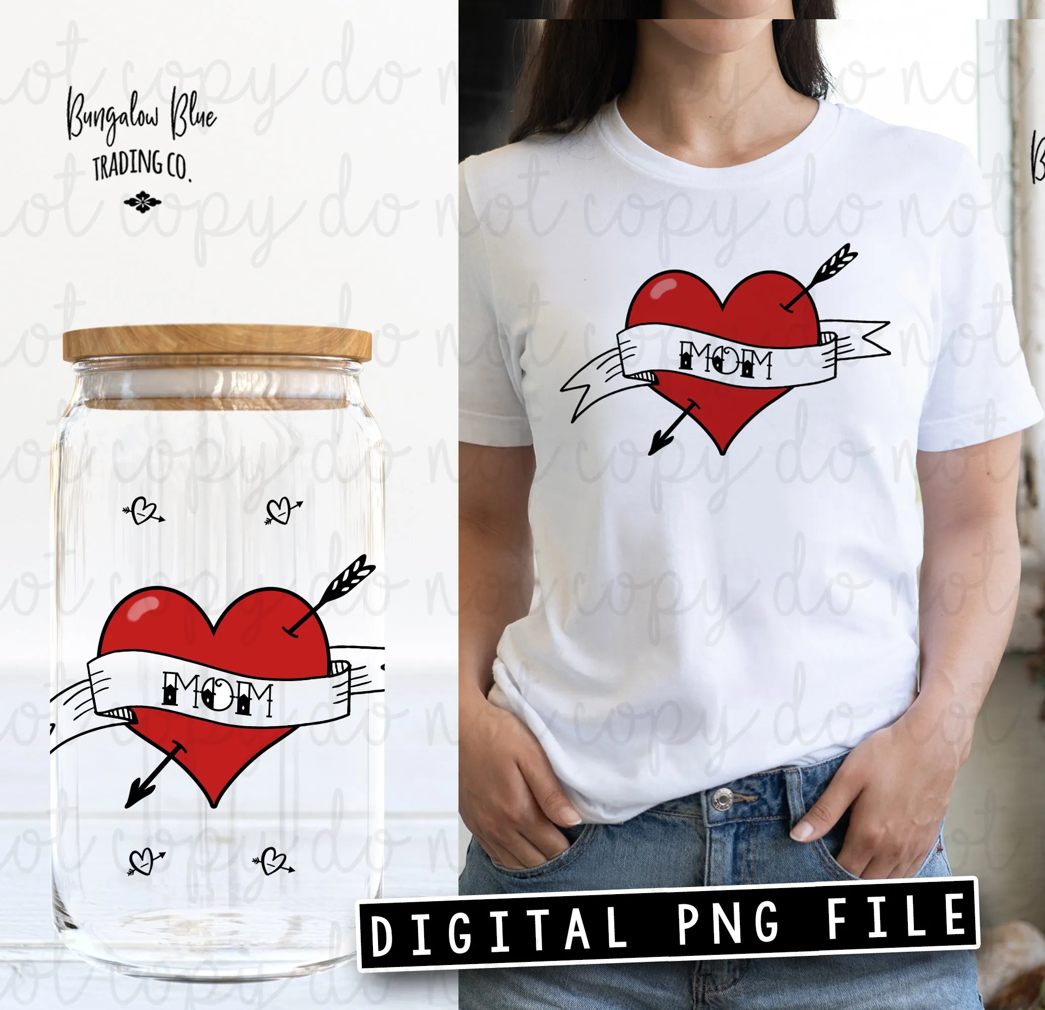 Retro Mom Tattoo Heart- Digital Download
