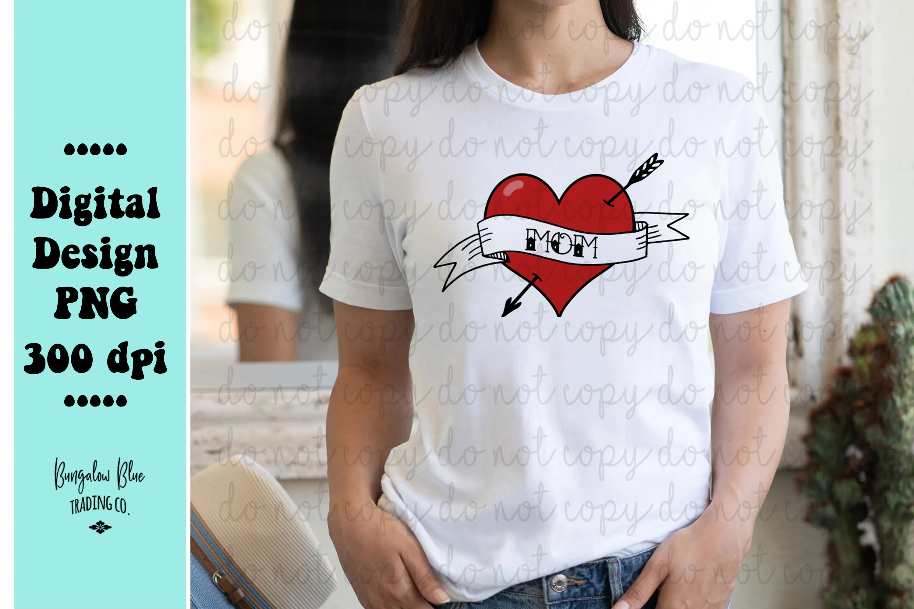 Retro Mom Tattoo Heart- Digital Download