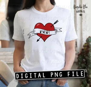 Retro Mom Tattoo Heart- Digital Download