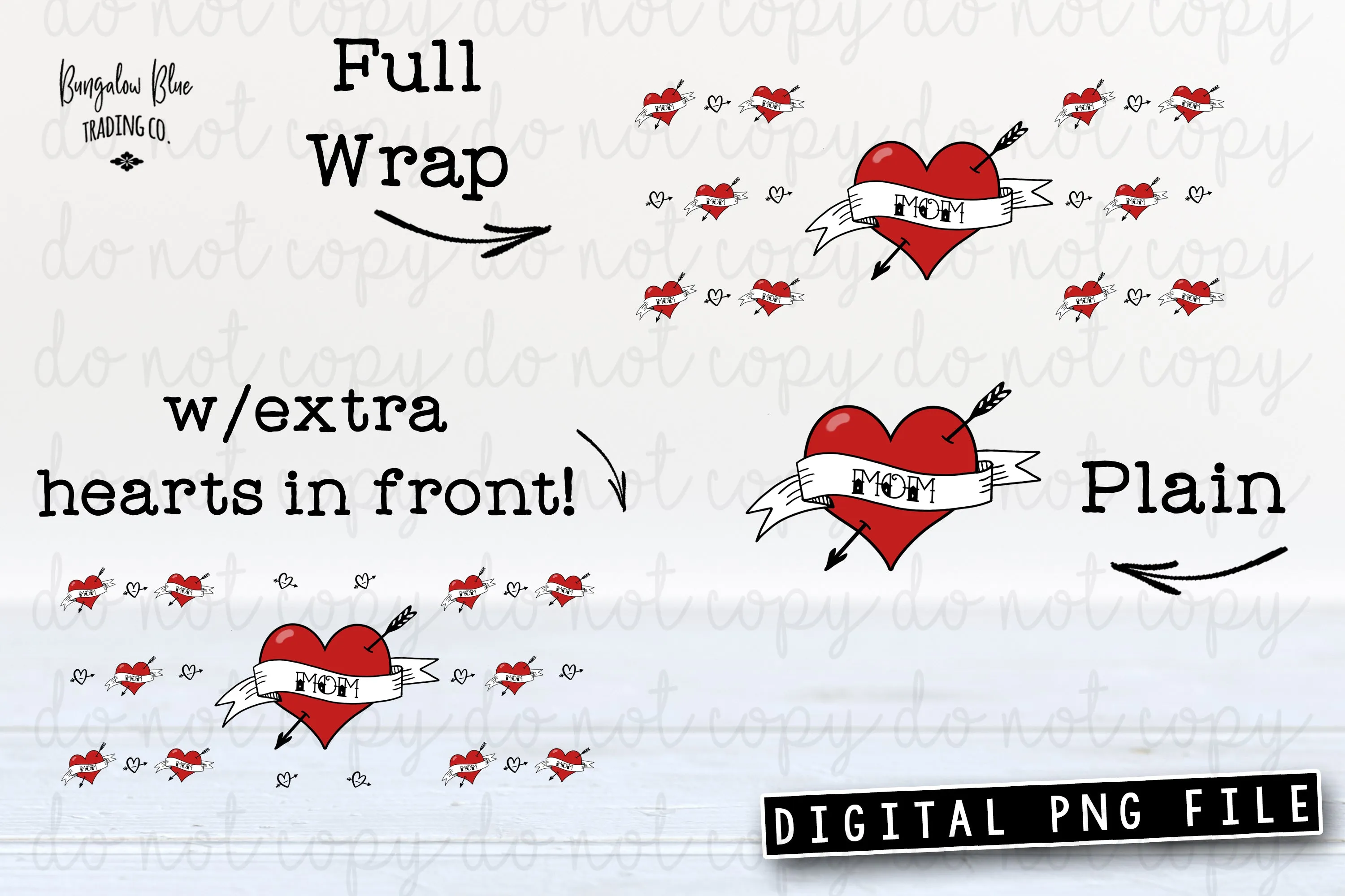 Retro Mom Tattoo Heart- Digital Download