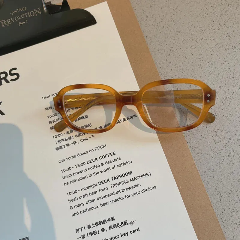 Retro Square & Oval Frame Anti-Blue Light Glasses