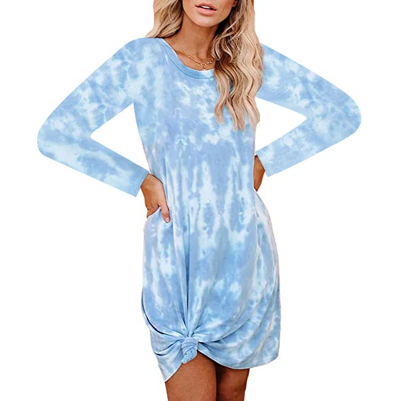 Retro Tie Dye Long Sleeve Dress