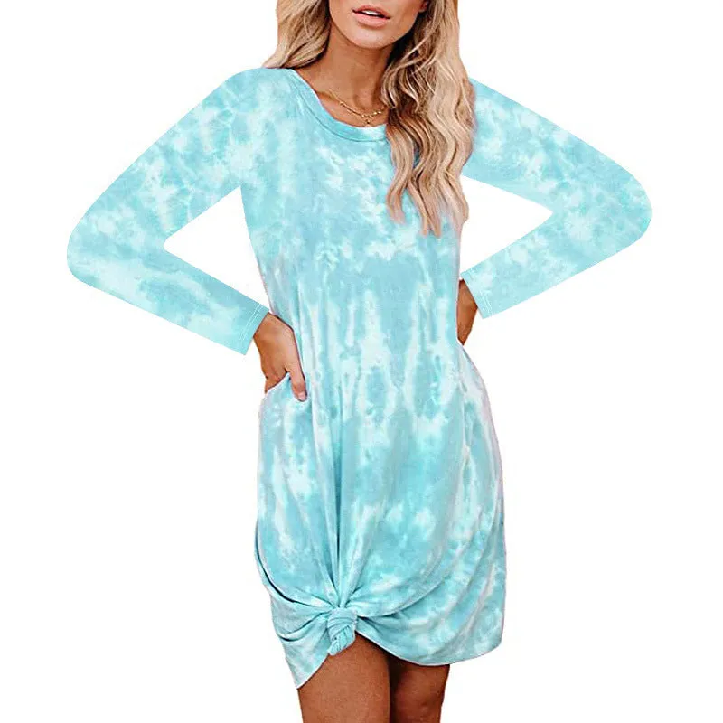 Retro Tie Dye Long Sleeve Dress