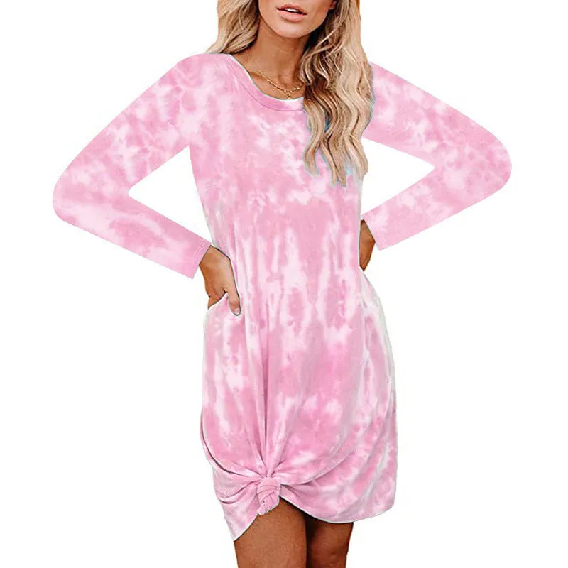 Retro Tie Dye Long Sleeve Dress