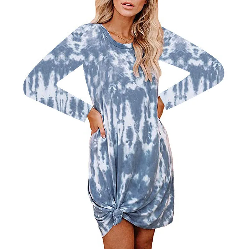 Retro Tie Dye Long Sleeve Dress