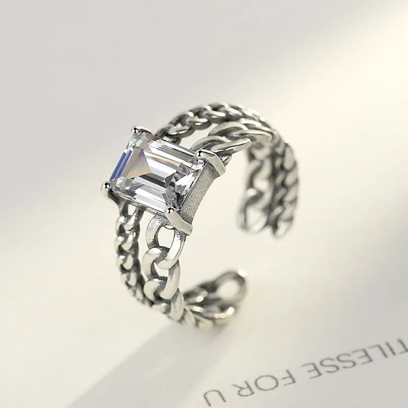 Retro Twist Chain Design Open Ring
