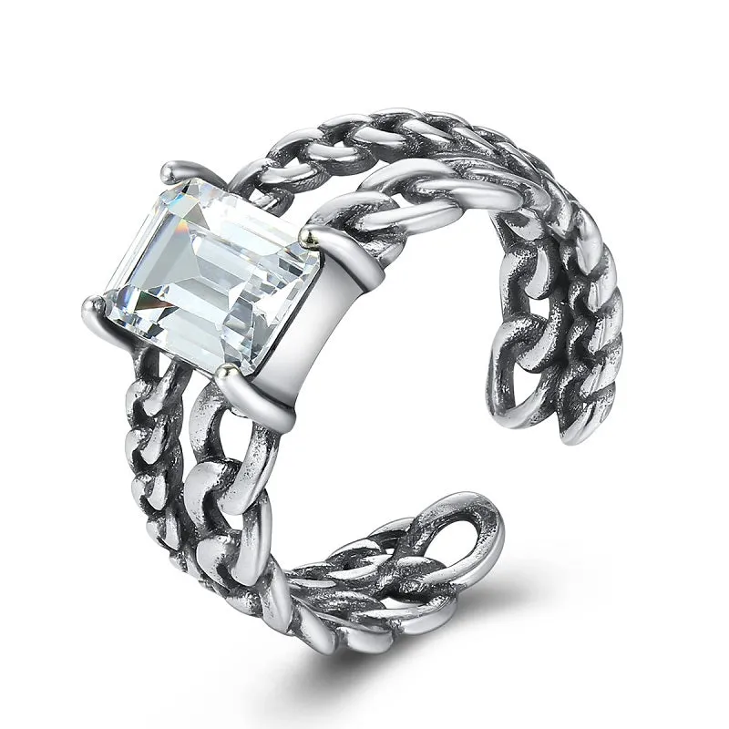 Retro Twist Chain Design Open Ring