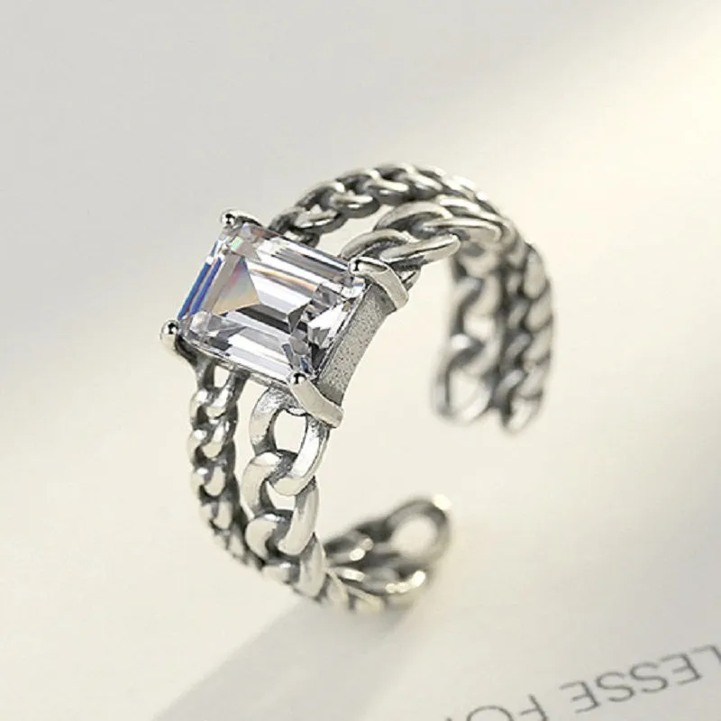 Retro Twist Chain Design Open Ring