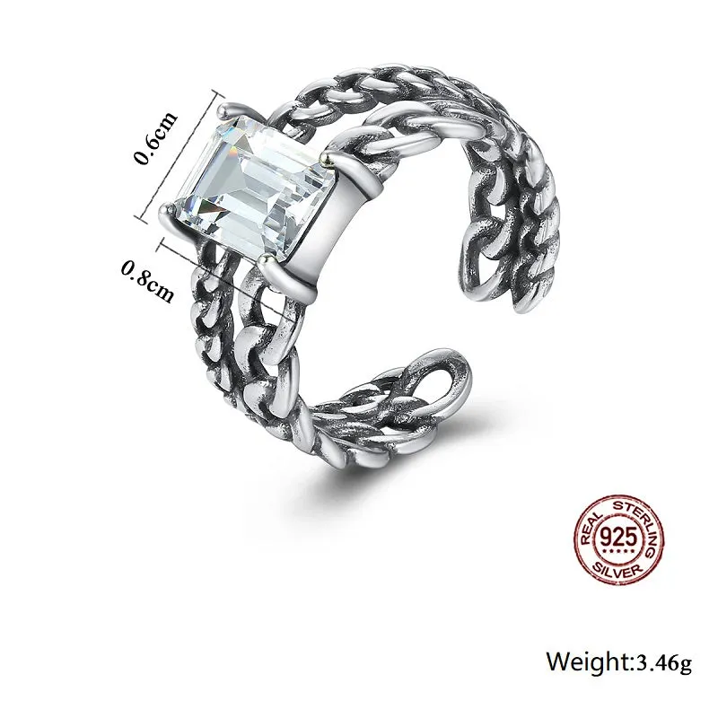 Retro Twist Chain Design Open Ring