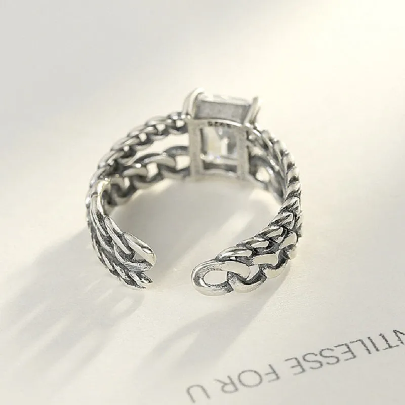 Retro Twist Chain Design Open Ring