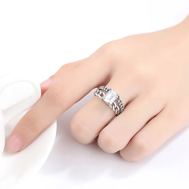 Retro Twist Chain Design Open Ring