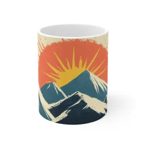 Retro Wave Mountains Glowing Sun Mug