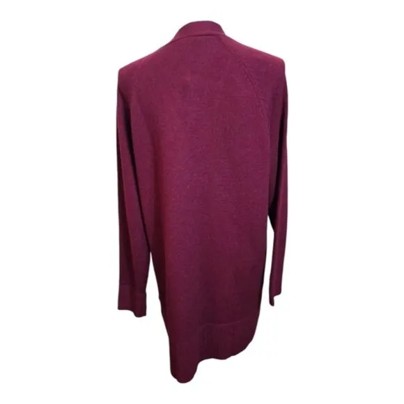 REVIVE Womens Cashmere Merino Wool Longline  Cardigan Burgundy  Sweater Medium