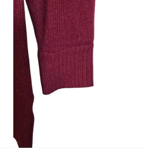 REVIVE Womens Cashmere Merino Wool Longline  Cardigan Burgundy  Sweater Medium