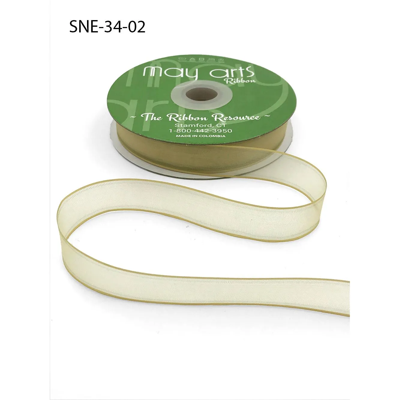 Ribbon - 3/4 Inch Soft Sheer Ribbon with Thin Solid Edge - Champagne
