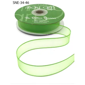 Ribbon - 3/4 Inch Soft Sheer Ribbon with Thin Solid Edge - Parrot Green