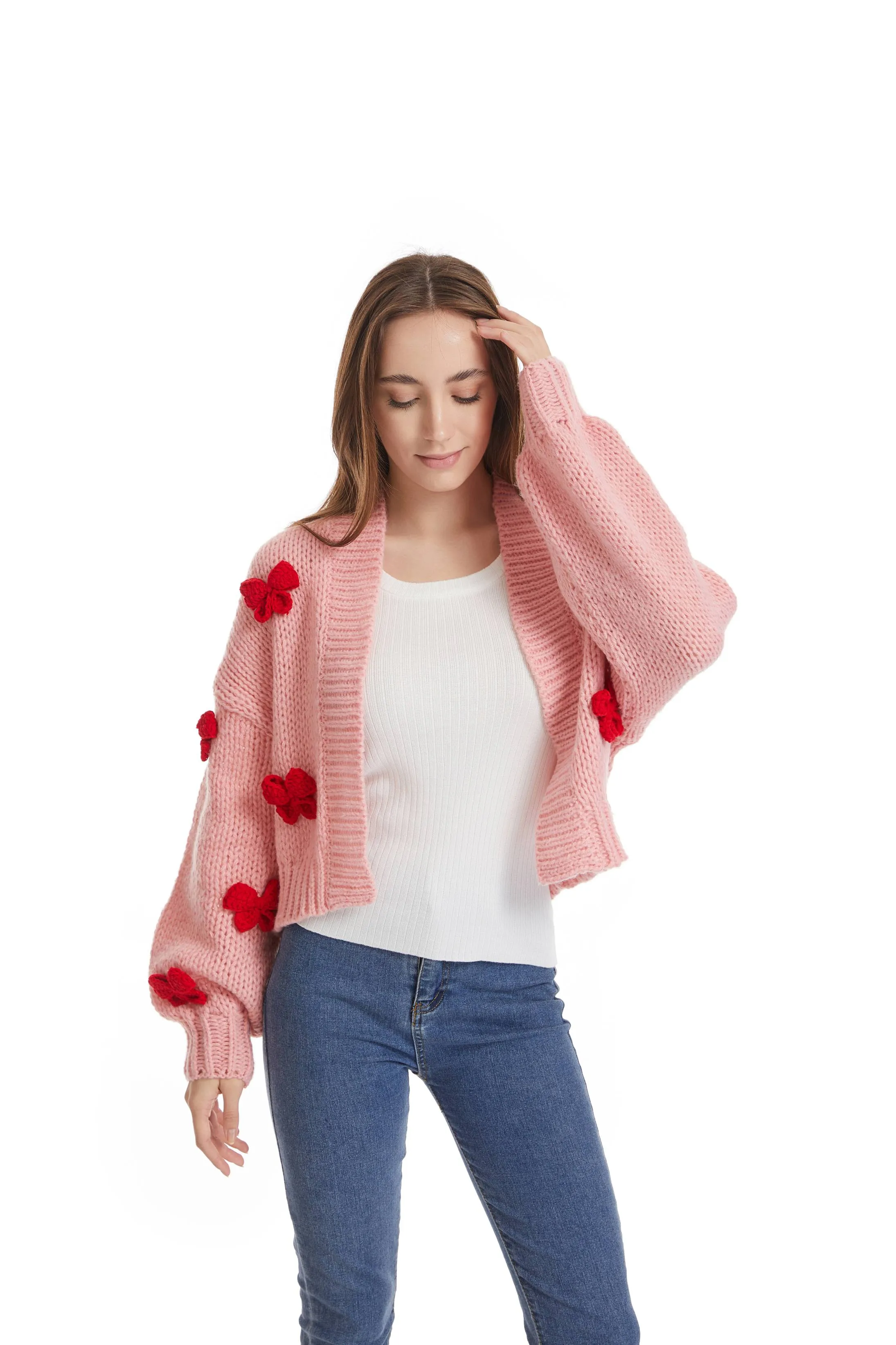 Roffe 3D Bow Knit Cardigan