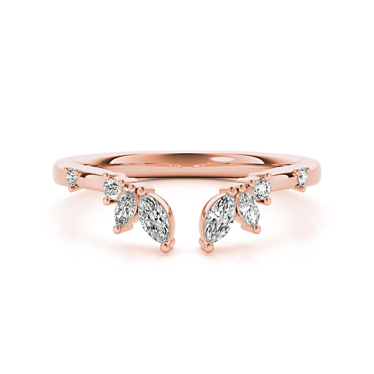 Round And Marquise Diamond Open Band