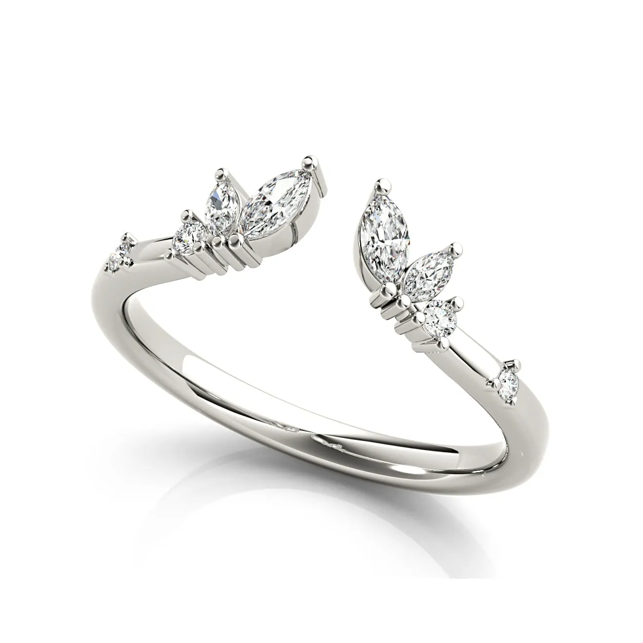 Round And Marquise Diamond Open Band