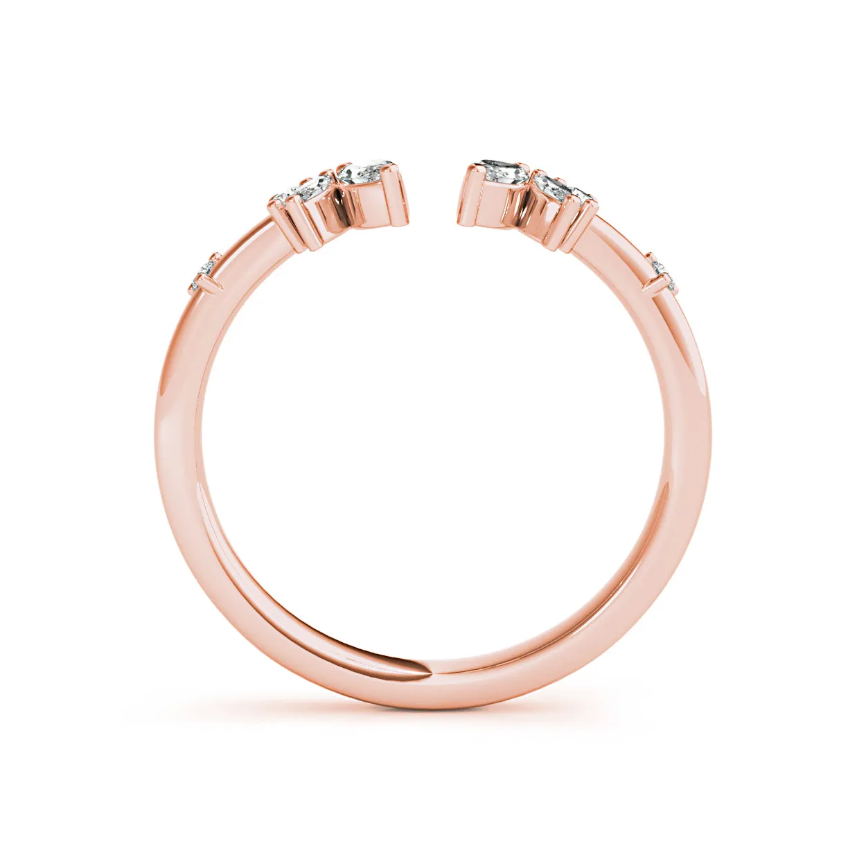 Round And Marquise Diamond Open Band