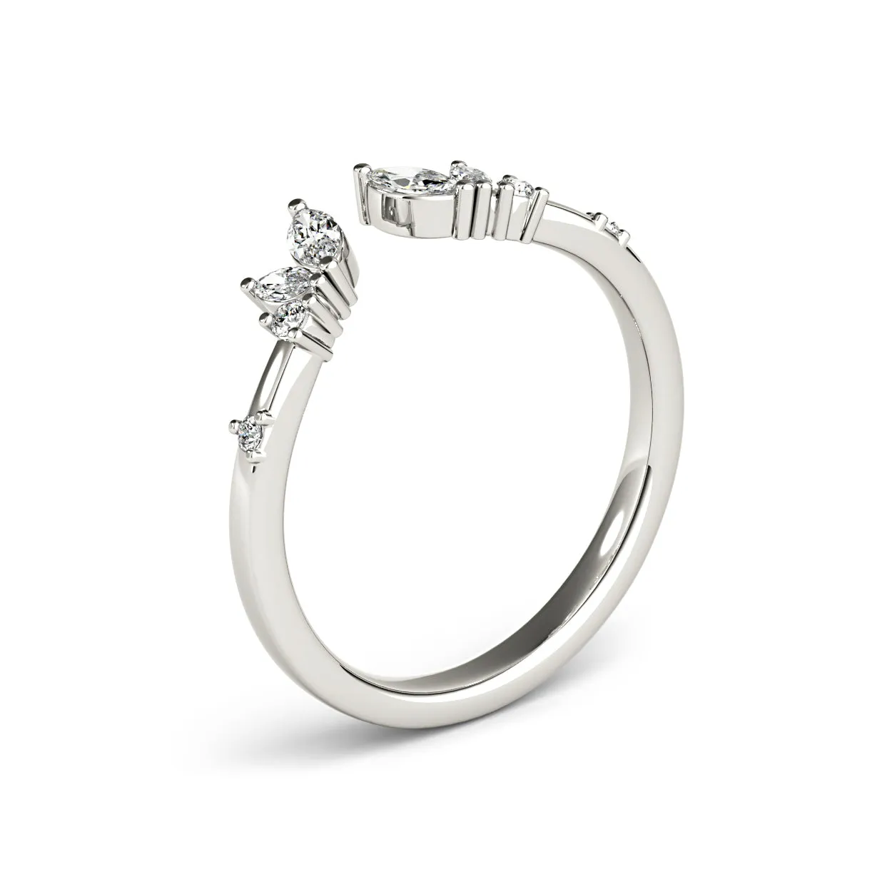 Round And Marquise Diamond Open Band