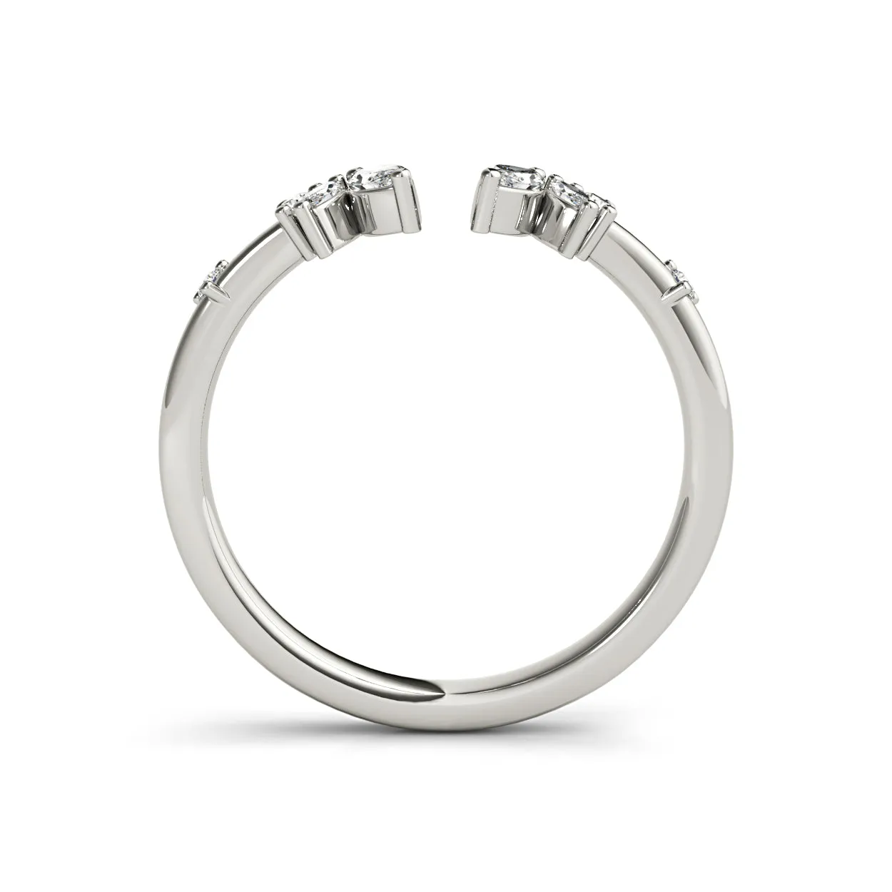 Round And Marquise Diamond Open Band