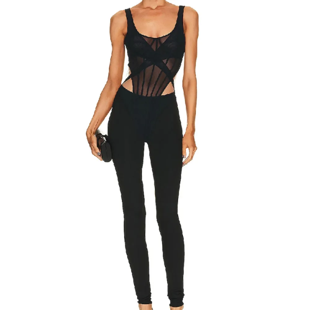 Round Neck Sleeveless Cut Out Jumpsuit KLYF912
