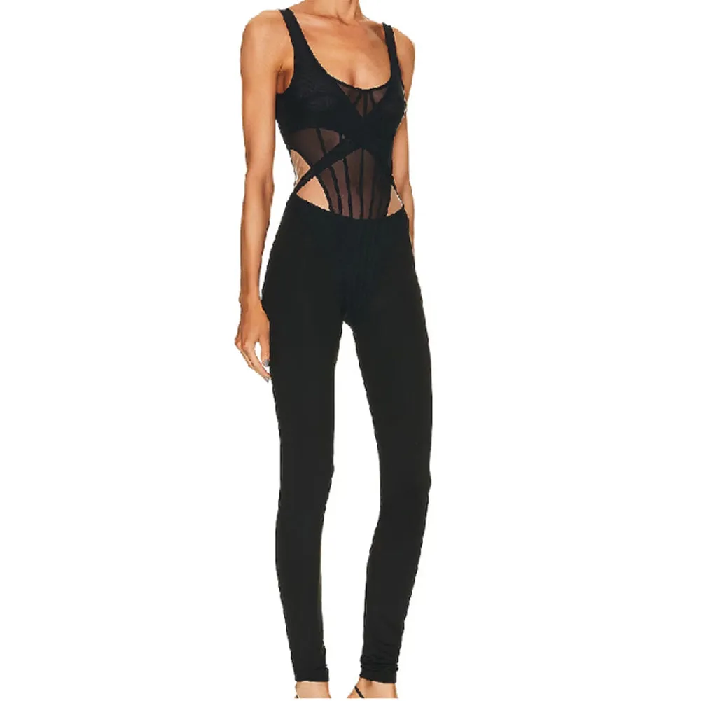 Round Neck Sleeveless Cut Out Jumpsuit KLYF912