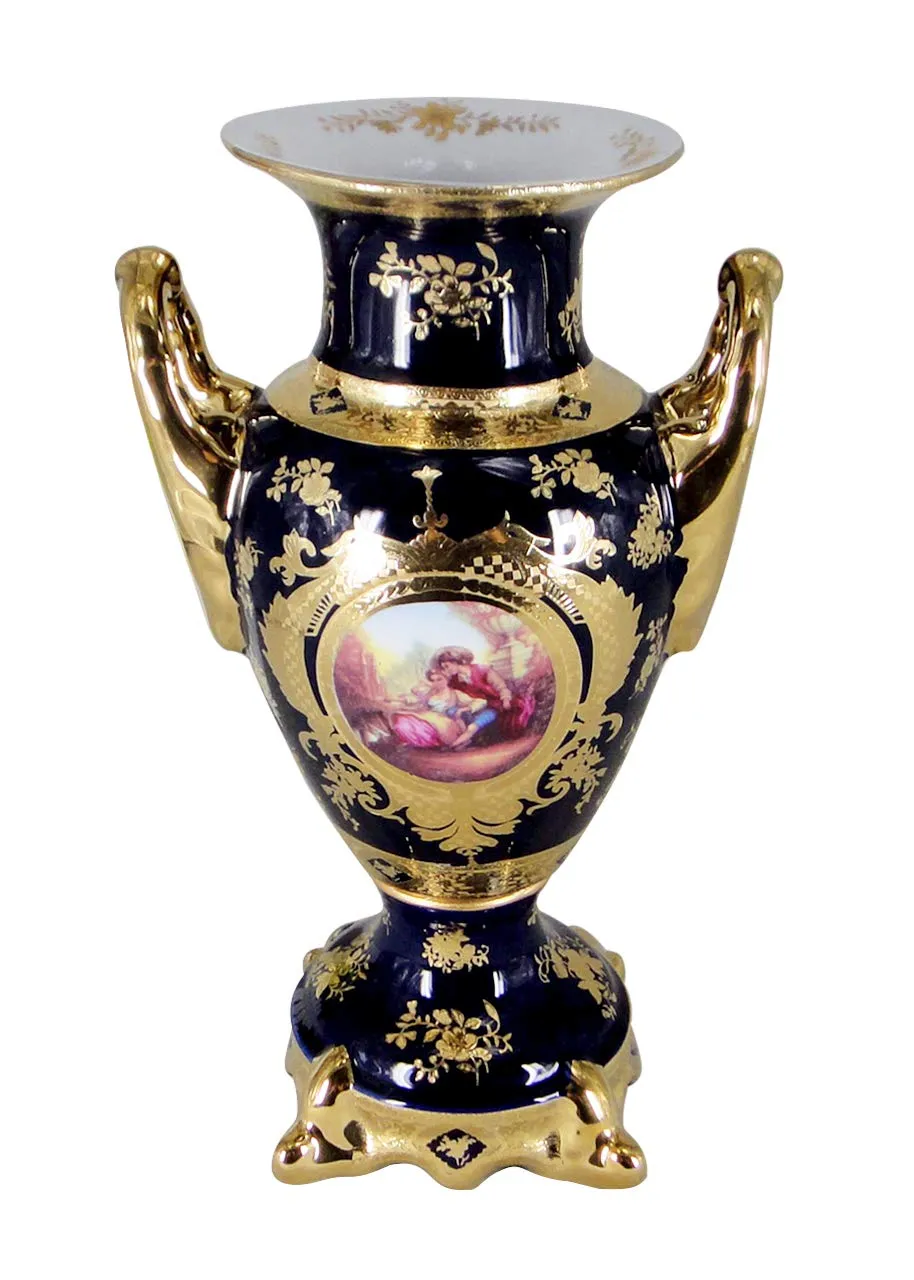 Royalty Porcelain Cobalt Blue Flower Vase 12 Inch 'Second Date'
