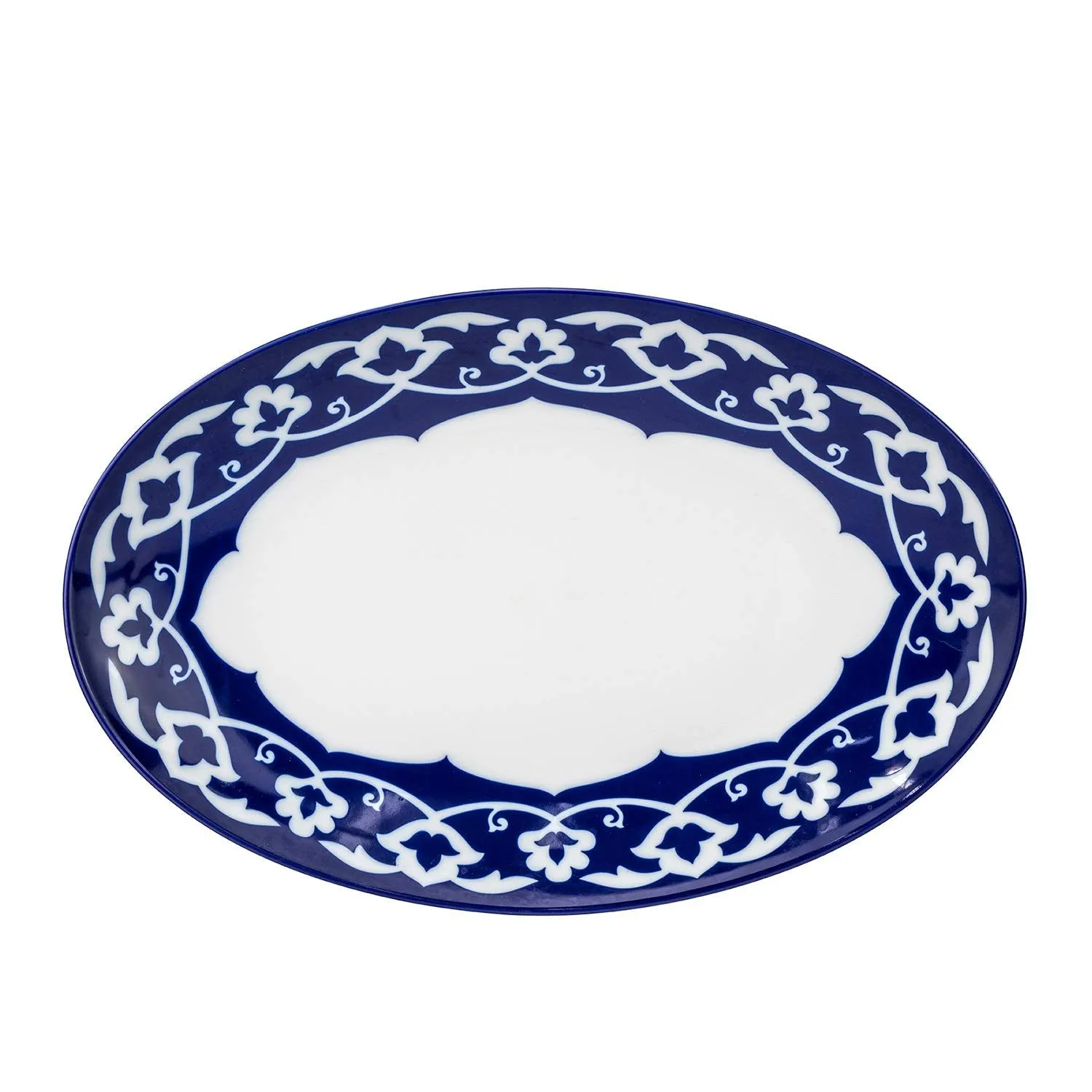 Royalty Porcelain Russian Fine Blue Floral Serving Platter (Oval)