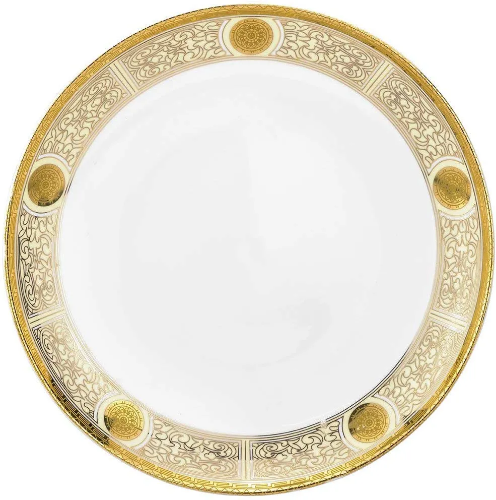 Royalty Porcelain Yellow 'Сhamomile' Serving Platter 24K Gold (14 Inch)