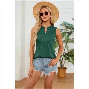Ruched Notched Tank Top - Chic & Stylish