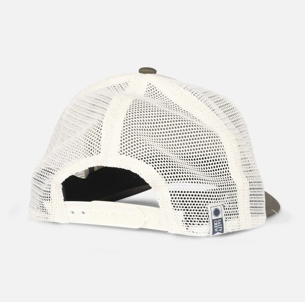 Salty Crew - Wahoo Stamp Retro Trucker Hat - Oyster/Olive
