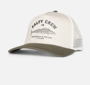 Salty Crew - Wahoo Stamp Retro Trucker Hat - Oyster/Olive